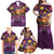 Hawaiian Turtle Love Couple Family Matching Off Shoulder Maxi Dress and Hawaiian Shirt Ocean Serenade - Honu Honi Ihu with Hibiscus and Romantic Sunset Purple Color