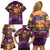 Hawaiian Turtle Love Couple Family Matching Off Shoulder Short Dress and Hawaiian Shirt Ocean Serenade - Honu Honi Ihu with Hibiscus and Romantic Sunset Purple Color