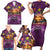 Hawaiian Turtle Love Couple Family Matching Short Sleeve Bodycon Dress and Hawaiian Shirt Ocean Serenade - Honu Honi Ihu with Hibiscus and Romantic Sunset Purple Color