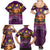 Hawaiian Turtle Love Couple Family Matching Summer Maxi Dress and Hawaiian Shirt Ocean Serenade - Honu Honi Ihu with Hibiscus and Romantic Sunset Purple Color