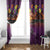 Hawaiian Turtle Love Couple Window Curtain Ocean Serenade - Honu Honi Ihu with Hibiscus and Romantic Sunset Purple Color