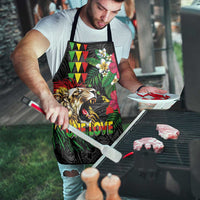 Hawaiian One Love Apron Reggae Lion Tropical Plants and Kakau with Tribal Pattern LT03 - Polynesian Pride