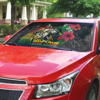 Hawaiian One Love Auto Sun Shade Reggae Lion Tropical Plants and Kakau with Tribal Pattern