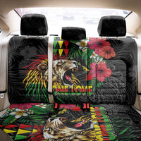 Hawaiian One Love Back Car Seat Cover Reggae Lion Tropical Plants and Kakau with Tribal Pattern LT03 - Polynesian Pride