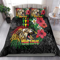 Hawaiian One Love Bedding Set Reggae Lion Tropical Plants and Kakau with Tribal Pattern LT03 - Polynesian Pride