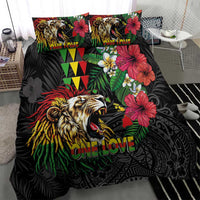 Hawaiian One Love Bedding Set Reggae Lion Tropical Plants and Kakau with Tribal Pattern LT03 - Polynesian Pride