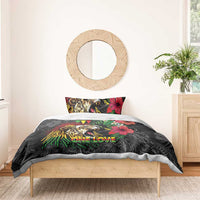 Hawaiian One Love Bedding Set Reggae Lion Tropical Plants and Kakau with Tribal Pattern LT03 - Polynesian Pride