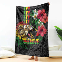 Hawaiian One Love Blanket Reggae Lion Tropical Plants and Kakau with Tribal Pattern LT03 - Polynesian Pride