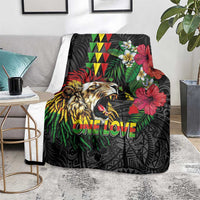 Hawaiian One Love Blanket Reggae Lion Tropical Plants and Kakau with Tribal Pattern LT03 - Polynesian Pride