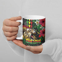 Hawaiian One Love Ceramic Mug Reggae Lion Tropical Plants and Kakau with Tribal Pattern LT03 - Polynesian Pride