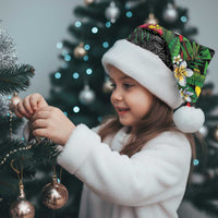 Hawaiian One Love Christmas Santa Hat Reggae Lion Tropical Plants and Kakau with Tribal Pattern LT03 - Polynesian Pride
