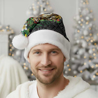 Hawaiian One Love Christmas Santa Hat Reggae Lion Tropical Plants and Kakau with Tribal Pattern LT03 - Polynesian Pride