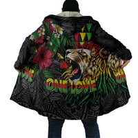 Hawaiian One Love Cloak Reggae Lion Tropical Plants and Kakau with Tribal Pattern LT03 - Polynesian Pride