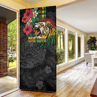 Hawaiian One Love Door Cover Reggae Lion Tropical Plants and Kakau with Tribal Pattern LT03 - Polynesian Pride