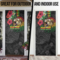 Hawaiian One Love Door Cover Reggae Lion Tropical Plants and Kakau with Tribal Pattern LT03 - Polynesian Pride