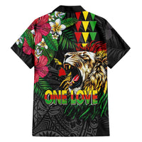 Hawaiian One Love Family Matching Summer Maxi Dress and Hawaiian Shirt Reggae Lion Tropical Plants and Kakau with Tribal Pattern