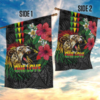 Hawaiian One Love Garden Flag Reggae Lion Tropical Plants and Kakau with Tribal Pattern LT03 - Polynesian Pride