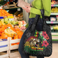 Hawaiian One Love Grocery Bag Reggae Lion Tropical Plants and Kakau with Tribal Pattern LT03 - Polynesian Pride