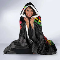 Hawaiian One Love Hooded Blanket Reggae Lion Tropical Plants and Kakau with Tribal Pattern LT03 - Polynesian Pride
