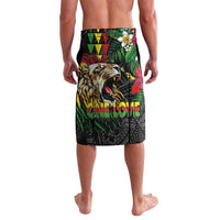 Hawaiian One Love Lavalava Reggae Lion Tropical Plants and Kakau with Tribal Pattern LT03 - Polynesian Pride