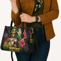 Hawaiian One Love Leather Bag Reggae Lion Tropical Plants and Kakau with Tribal Pattern