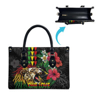 Hawaiian One Love Leather Bag Reggae Lion Tropical Plants and Kakau with Tribal Pattern