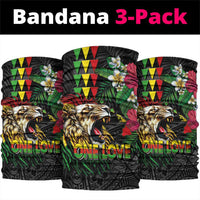 Hawaiian One Love Neck Gaiter Reggae Lion Tropical Plants and Kakau with Tribal Pattern LT03 package One Size: 25*50cm Black - Polynesian Pride