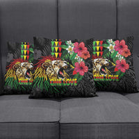 Hawaiian One Love Pillow Cover Reggae Lion Tropical Plants and Kakau with Tribal Pattern LT03 - Polynesian Pride