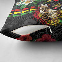 Hawaiian One Love Pillow Cover Reggae Lion Tropical Plants and Kakau with Tribal Pattern LT03 - Polynesian Pride