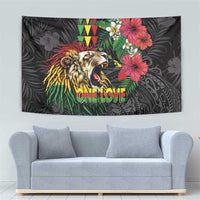 Hawaiian One Love Tapestry Reggae Lion Tropical Plants and Kakau with Tribal Pattern LT03 - Polynesian Pride
