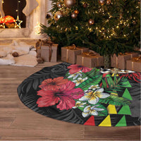 Hawaiian One Love Tree Skirt Reggae Lion Tropical Plants and Kakau with Tribal Pattern LT03 - Polynesian Pride