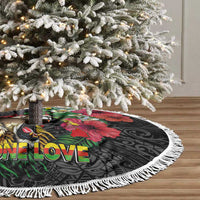 Hawaiian One Love Tree Skirt Reggae Lion Tropical Plants and Kakau with Tribal Pattern LT03 - Polynesian Pride