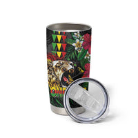 Hawaiian One Love Tumbler Cup Reggae Lion Tropical Plants and Kakau with Tribal Pattern LT03 - Polynesian Pride