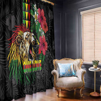 Hawaiian One Love Window Curtain Reggae Lion Tropical Plants and Kakau with Tribal Pattern LT03 - Polynesian Pride