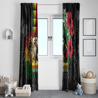 Hawaiian One Love Window Curtain Reggae Lion Tropical Plants and Kakau with Tribal Pattern LT03 - Polynesian Pride