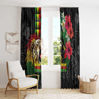 Hawaiian One Love Window Curtain Reggae Lion Tropical Plants and Kakau with Tribal Pattern LT03 - Polynesian Pride