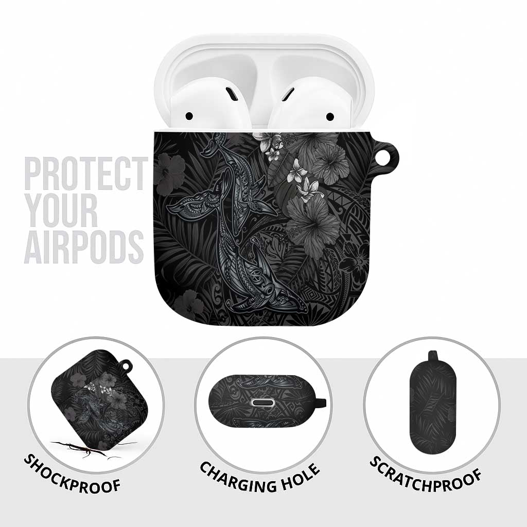 Hawaiian Tropical Plants and Tribal Whales AirPods Case Polynesian Art Tattoo Grayscale LT03 - Polynesian Pride