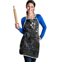 Hawaiian Tropical Plants and Tribal Whales Apron Polynesian Art Tattoo Grayscale LT03 - Polynesian Pride