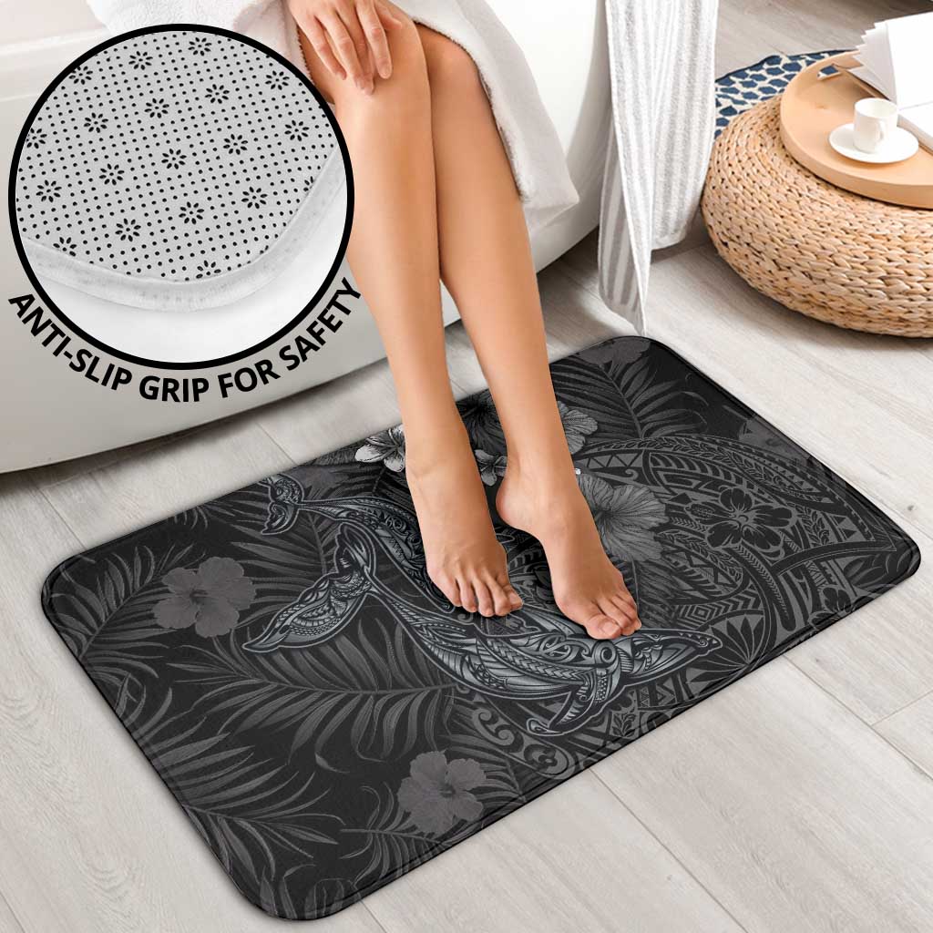 Hawaiian Tropical Plants and Tribal Whales Bathroom Set Polynesian Art Tattoo Grayscale LT03 - Polynesian Pride