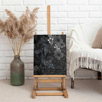 Hawaiian Tropical Plants and Tribal Whales Canvas Wall Art Polynesian Art Tattoo Grayscale LT03 - Polynesian Pride