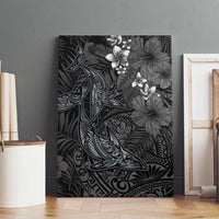 Hawaiian Tropical Plants and Tribal Whales Canvas Wall Art Polynesian Art Tattoo Grayscale LT03 - Polynesian Pride
