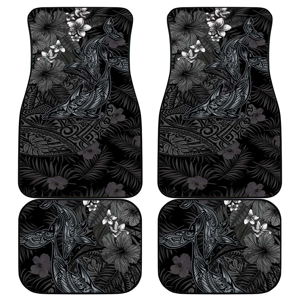 Hawaiian Tropical Plants and Tribal Whales Car Mats Polynesian Art Tattoo Grayscale LT03 - Polynesian Pride