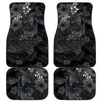 Hawaiian Tropical Plants and Tribal Whales Car Mats Polynesian Art Tattoo Grayscale LT03 - Polynesian Pride