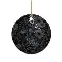 Hawaiian Tropical Plants and Tribal Whales Ceramic Ornament Polynesian Art Tattoo Grayscale LT03 - Polynesian Pride