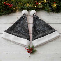 Hawaiian Tropical Plants and Tribal Whales Christmas Santa Hat Polynesian Art Tattoo Grayscale LT03 - Polynesian Pride