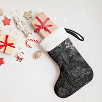 Hawaiian Tropical Plants and Tribal Whales Christmas Stocking Polynesian Art Tattoo Grayscale LT03 - Polynesian Pride
