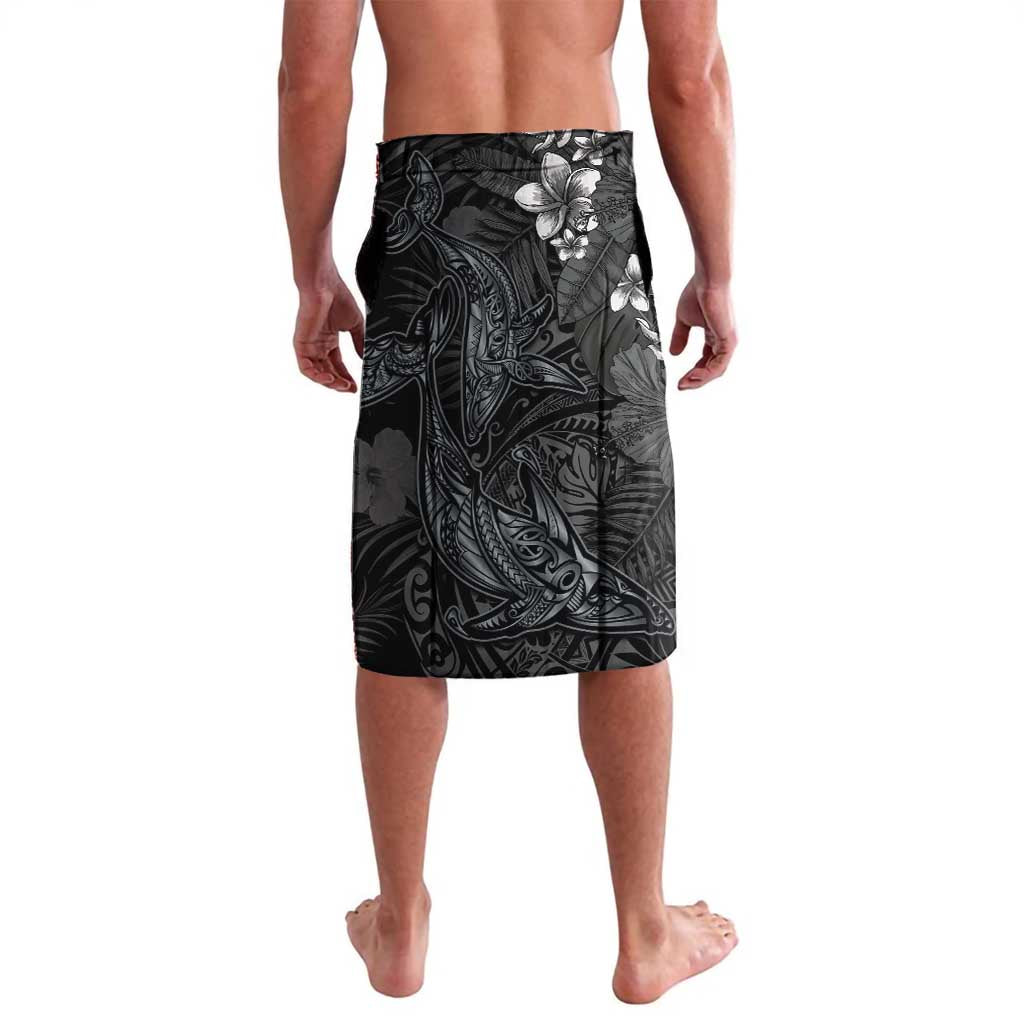 Hawaiian Tropical Plants and Tribal Whales Lavalava Polynesian Art Tattoo Grayscale LT03 - Polynesian Pride