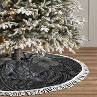 Hawaiian Tropical Plants and Tribal Whales Tree Skirt Polynesian Art Tattoo Grayscale LT03 - Polynesian Pride