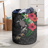 Hawaiian Tropical Plants and Turtles Laundry Basket Polynesian Art Motifs