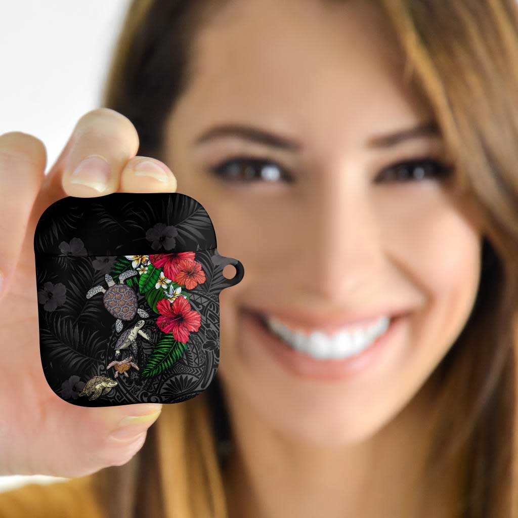 Hawaiian Tropical Plants and Turtles AirPods Case Polynesian Art Motifs LT03 - Polynesian Pride